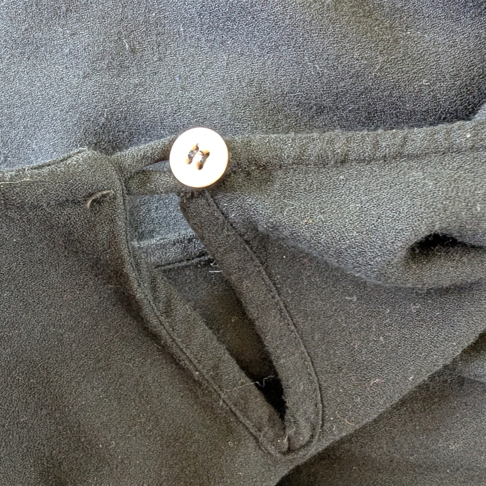 Black Crane Wool Blend Box Pleated Maxi Dress XS | Drawstring Waist Oversized - Picture 9 of 12